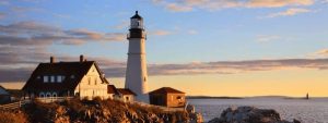 Maine's iconic lighthouses are landmarks for modern day chartered sailing yachts