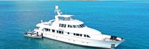 Wonderland 122' Delta motor yacht, 1996 / 2019 for charter for themed dinner parties in the Caribbean and Baamas