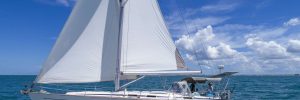 Odysseus 50' Bavaria mono hull sloop offering sail and dive charters in Spanish American and British Virgin Islands including St. Croix