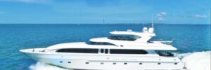 gleaming classic four stateroom Intermarine power yacht with four crew and scuba diving in St. Thomas Nassau and Florida